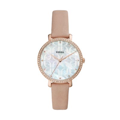 Jacqueline Three Hand Blush Leather Watch