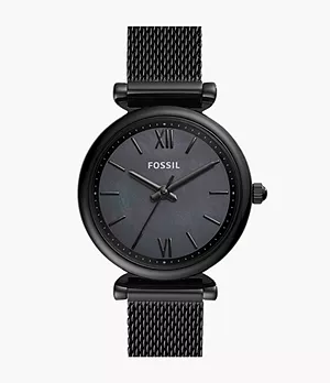 Carlie Mini Three-Hand Black Stainless Steel Watch