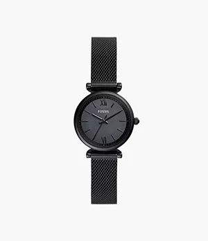 Carlie Mini Three-Hand Black Stainless Steel Watch