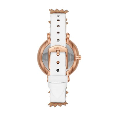 Fossil white 2025 leather watch