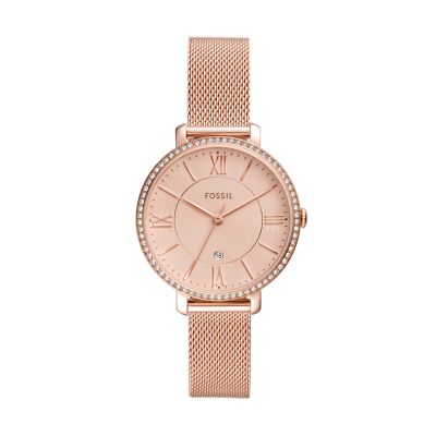 Jacqueline Three-Hand Date Rose Gold-Tone Stainless Steel Watch