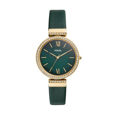 Madeline Three Hand Dark Green Leather Watch ES4642 Fossil