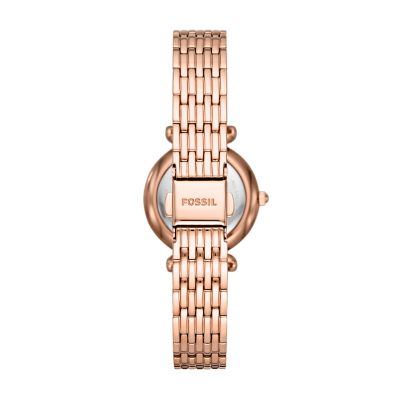 Fossil carlie mini 2024 three hand rose gold