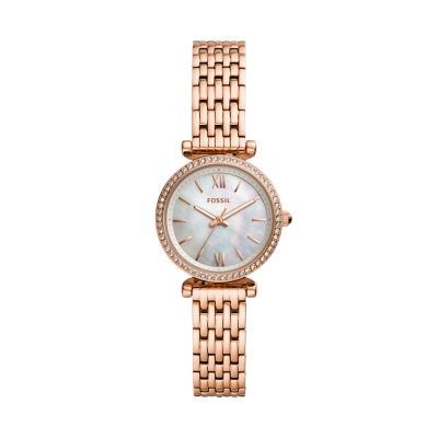 Fossil carlie mini watch rose gold new arrivals