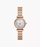 Reloj Carlie Mini de acero inoxidable en tono oro rosa con tres agujas