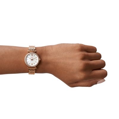 Fossil carlie mini outlet watch rose gold