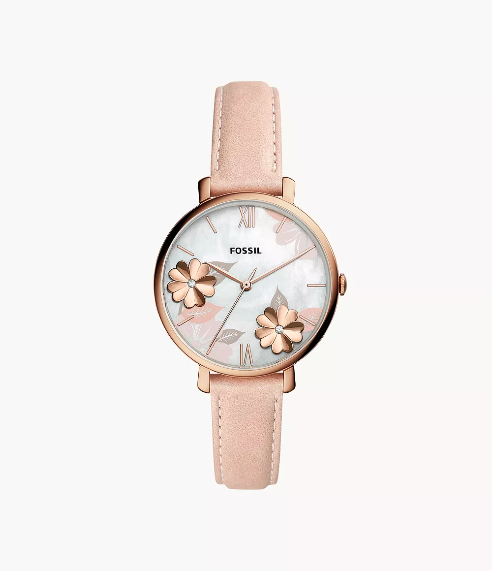 Fossil Women's Jacqueline Three-Hand Blush Leather Watch