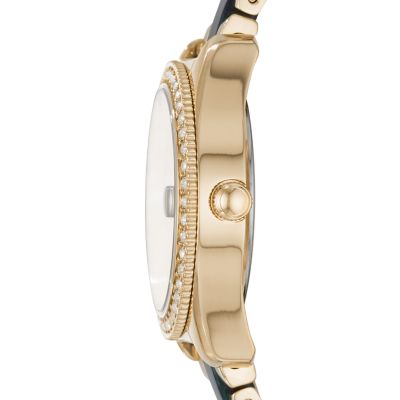 Scarlette Mini Three-Hand Date Two-Tone Acetate and Stainless Steel ...