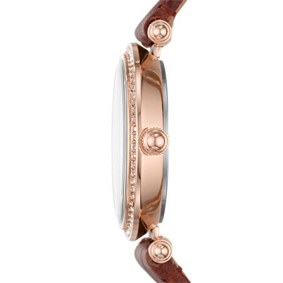 Lyric Three-Hand Brown Leather Watch display picture 1