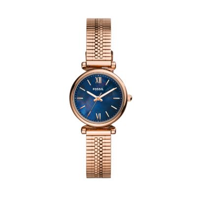 Carlie Mini Three-Hand Rose Gold-Tone Stainless Steel Watch - Fossil