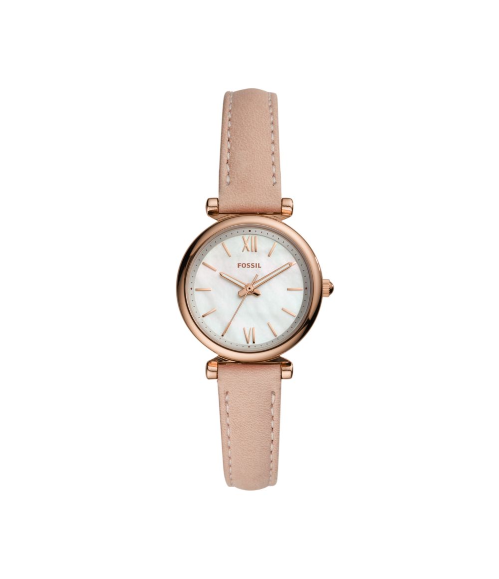 Carlie Mini 28mm Three-Hand Blush Leather Watch
