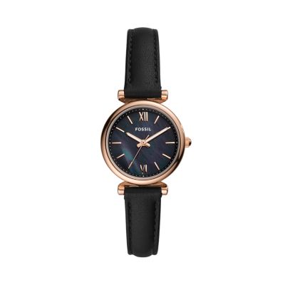 Carlie Mini Three-Hand Black Leather Watch - ES4700 - Watch Station