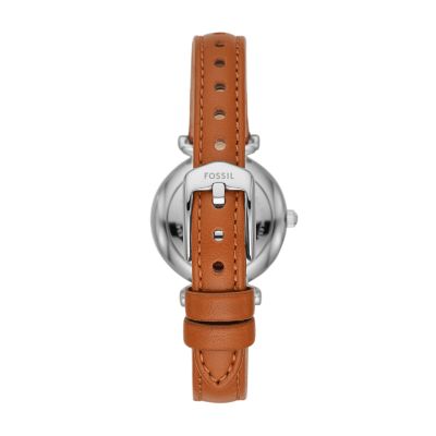 Carlie Mini Three-Hand Tan Leather Watch - ES4701 - Fossil