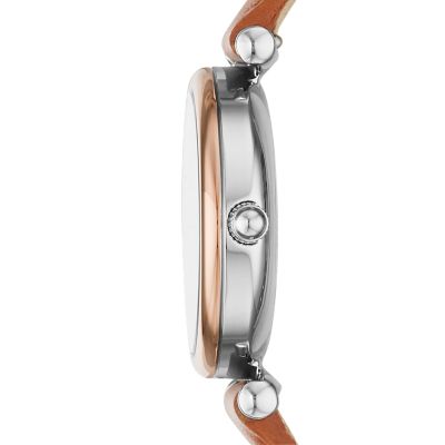 Carlie Mini Three-Hand Tan Leather Watch - ES4701 - Fossil