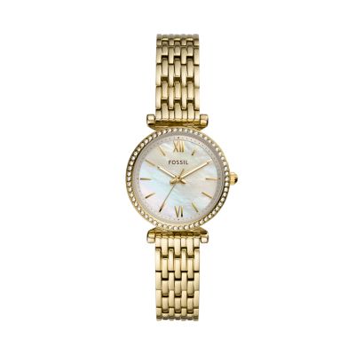 Carlie Mini Three-Hand Gold-Tone Stainless Steel Watch - ES4735 - Fossil