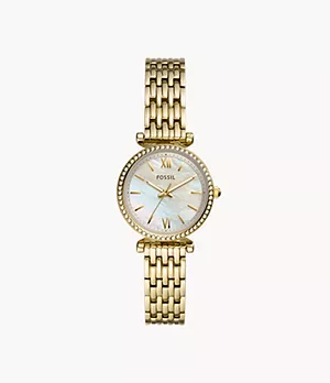 Carlie Mini Three-Hand Gold-Tone Stainless Steel Watch