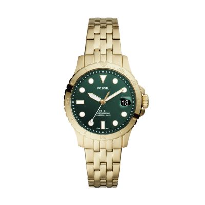 Fossil watch best sale gold tone