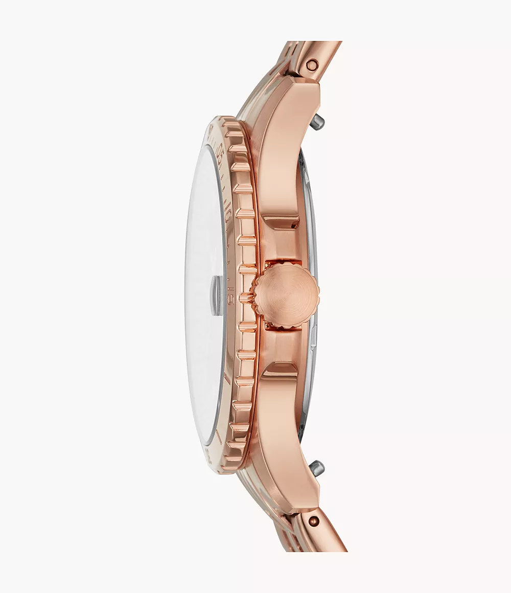 FB-01 Three-Hand Date Rose Gold-Tone Stainless Steel Watch 