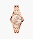Reloj FB-01 de acero inoxidable en tono oro rosa con tres agujas y fecha