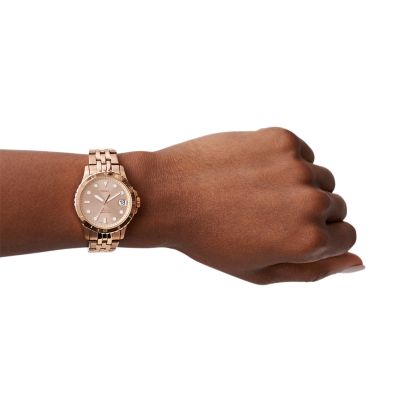 FB-01 Three-Hand Date Rose Gold-Tone Stainless Steel Watch