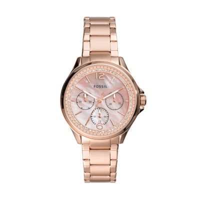 Sadie Multifunction Rose Gold Tone Stainless Steel Watch Es4779 Fossil