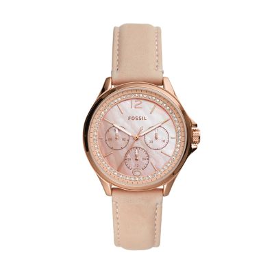 Montre Sadie multifonction en cuir rose poudr ES4785 Fossil