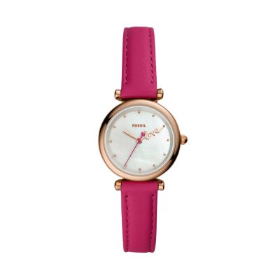 Carlie Mini Three-Hand Tan Leather Watch - ES4701 - Fossil