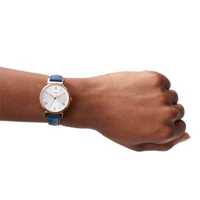 Daisy Three-Hand Midnight Navy Leather Watch - ES4862 - Fossil