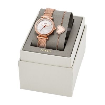 Fossil carlie mini outlet watch rose gold