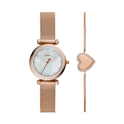 Carlie Mini Three Hand Rose Gold Tone Stainless Steel Watch