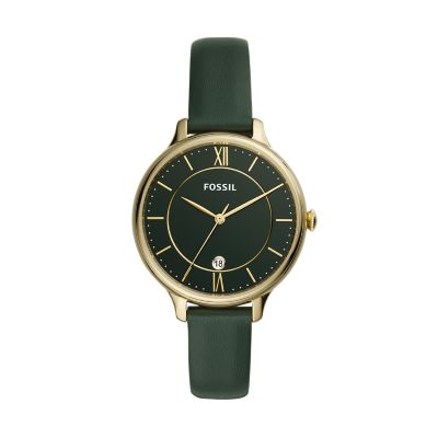 Winnie Three-Hand Dark Green Leather Watch - Fossil