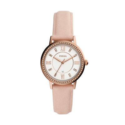 Gwen Three-Hand Date Nude Leather Watch