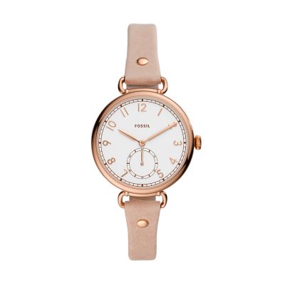 Josey Three-Hand Blush Leather Watch