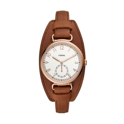 Josey Three-Hand Brown Leather Watch