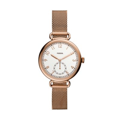 Josey Three-Hand Rose Gold-Tone Stainless Steel Watch - Fossil