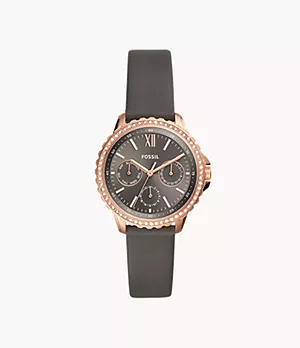 Izzy Multifunction Gray Leather Watch