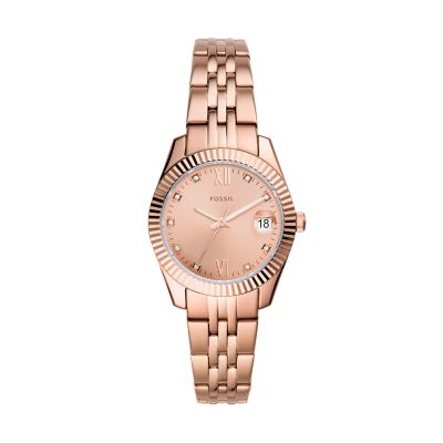 Reloj Scarlette Mini de acero inoxidable en tono oro rosa con tres