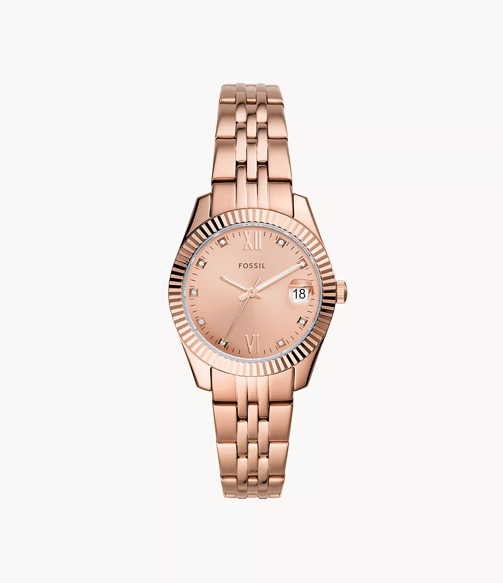 Scarlette Mini Three-Hand Date Rose Gold-Tone Stainless Steel Watch
