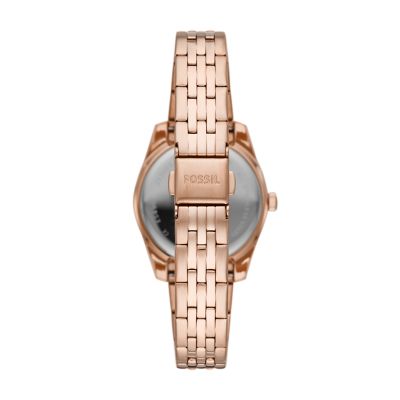 Scarlette Mini Three Hand Date Rose Gold Tone Stainless Steel