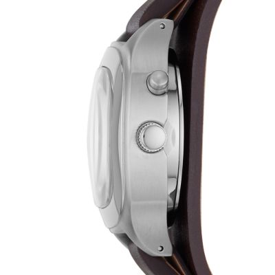Big Tic Analogue-Digital Brown Leather Watch - ES4935 - Fossil