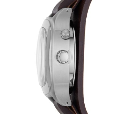 Big Tic Analogue Digital Brown Leather Watch ES4935 Fossil