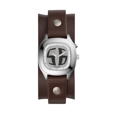 Big Tic Analogue Digital Brown Leather Watch