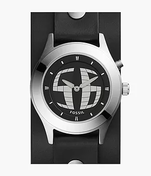 Big Tic Analogue-Digital Black Leather Watch