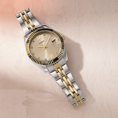 Scarlette Mini Three-Hand Date Two-Tone Stainless Steel Watch