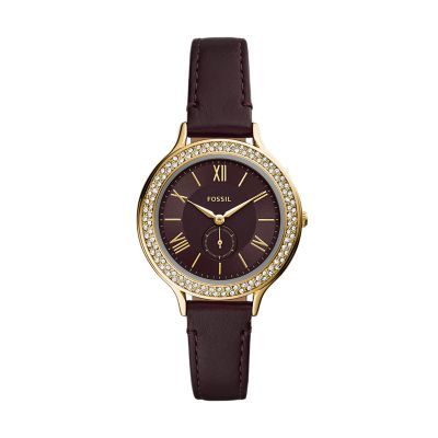 Neomi Three-Hand Brown Leather Watch