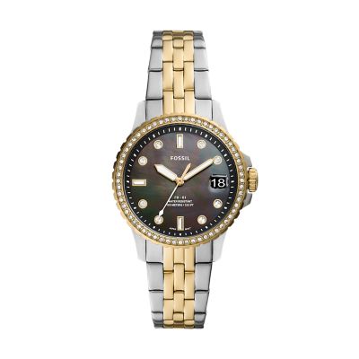 Black and gold on sale fossil watch women's