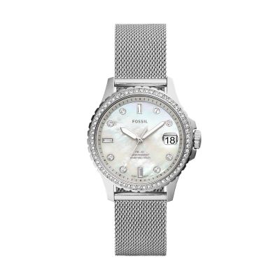 FB-01 Three-Hand Date Stainless Steel Mesh Watch