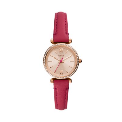 Carlie Mini Three-Hand Tan Leather Watch - ES4701 - Fossil