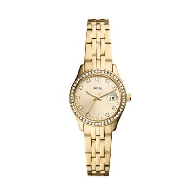 Scarlette Micro Three Hand Date Gold Tone Stainless Steel Watch