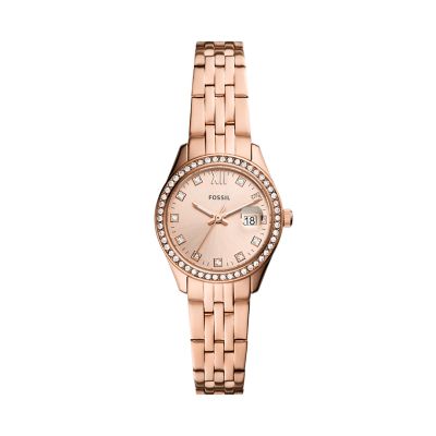 Scarlette Micro Three-Hand Date Rose Gold-Tone Stainless Steel